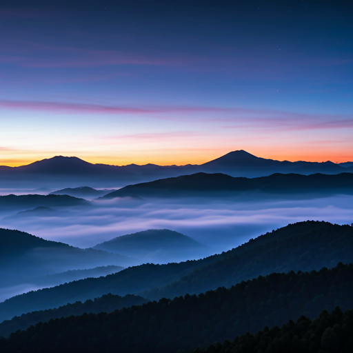 Atmospheric mountain landscape at twilight